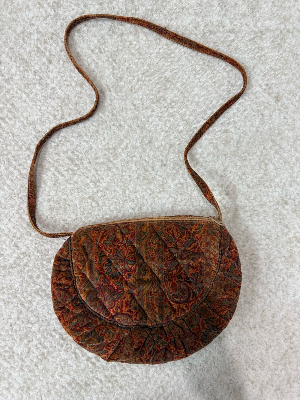 Vintage Richmark by America Quilted Paisley Crossbody Bag in Rust Brown